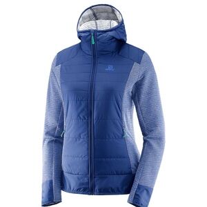 SALOMON Right Nice Hybrid Warm Hoodie Women's Small  Full Zip Pockets Blue